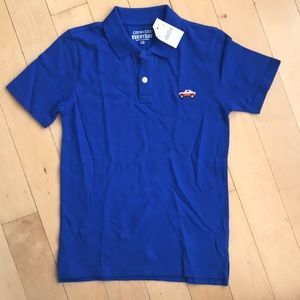 NWT Crewcuts polo, bright blue with truck!